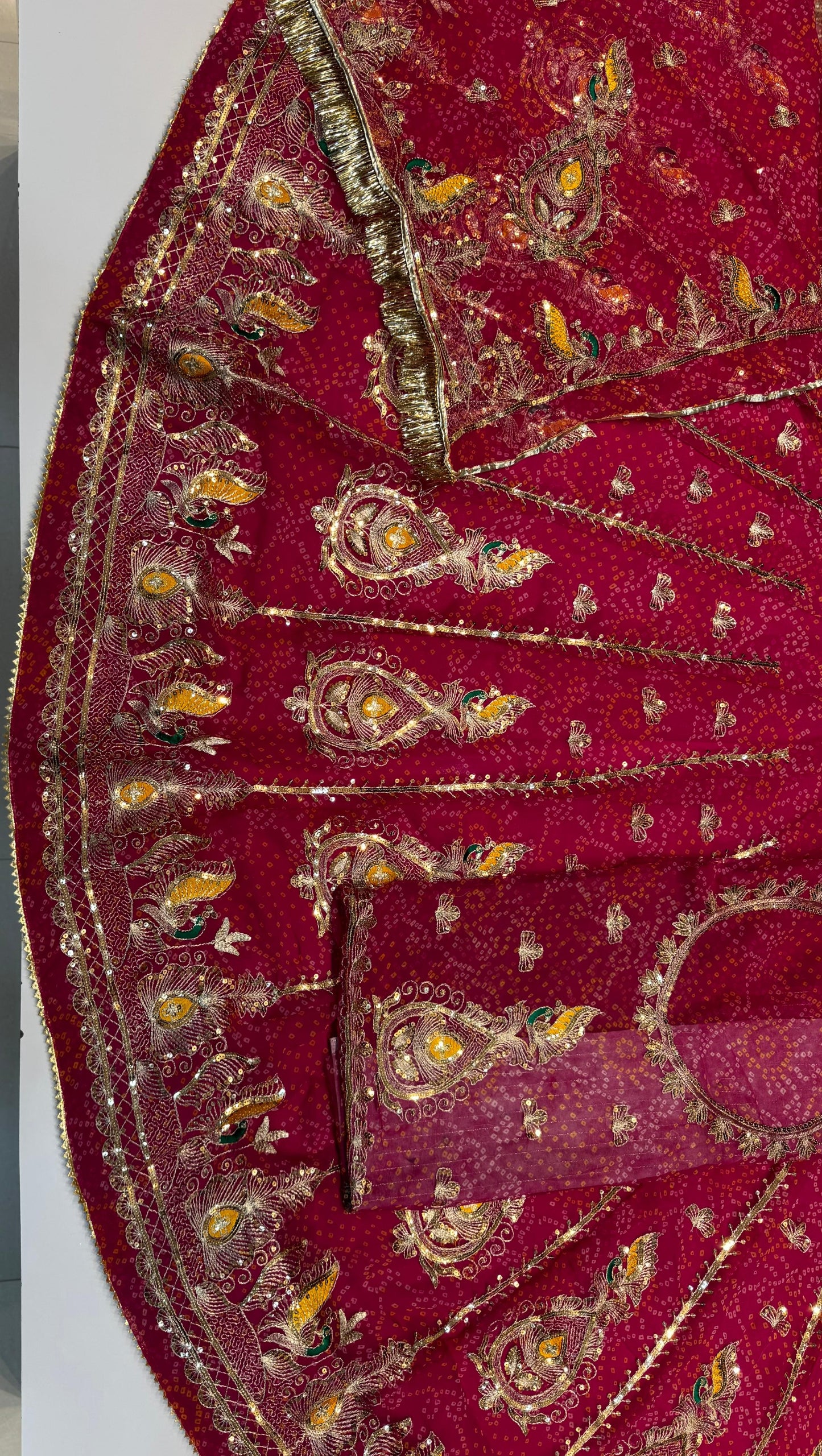 Traditional Rajputi Chundari Poshak | Half-Pure Fabric • 4 Mtr Ghera code: kk