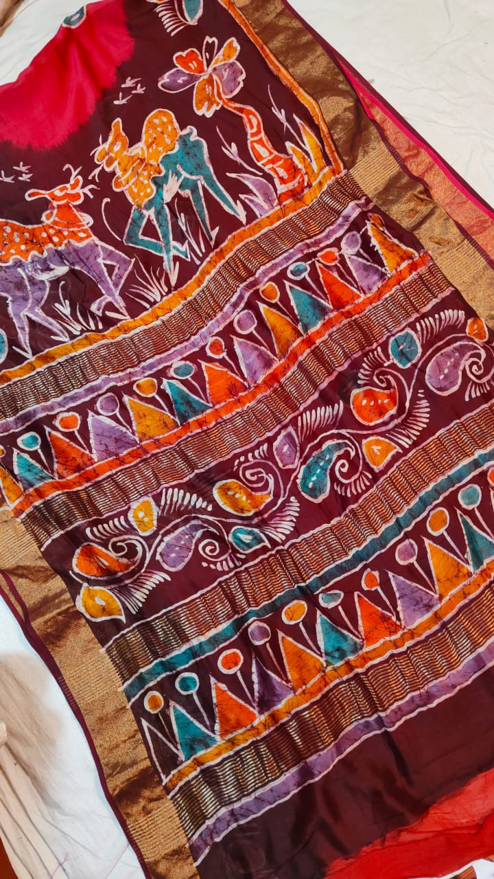 Batik pure Chanderi silk saree