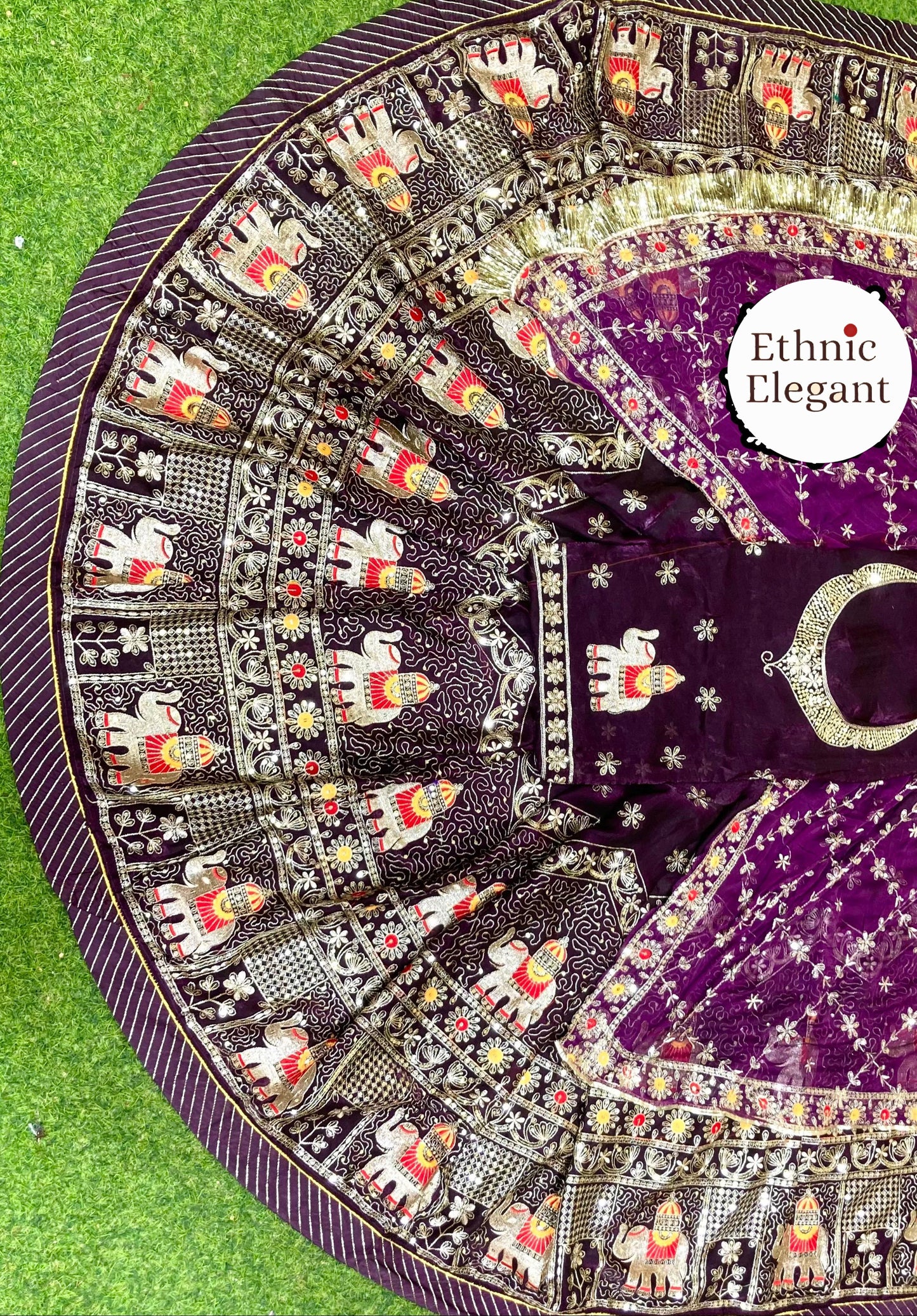 Boutique Vintage Rajputi Poshak | Premium Fendi Silk with Pure Odhani & Hand Zari Work