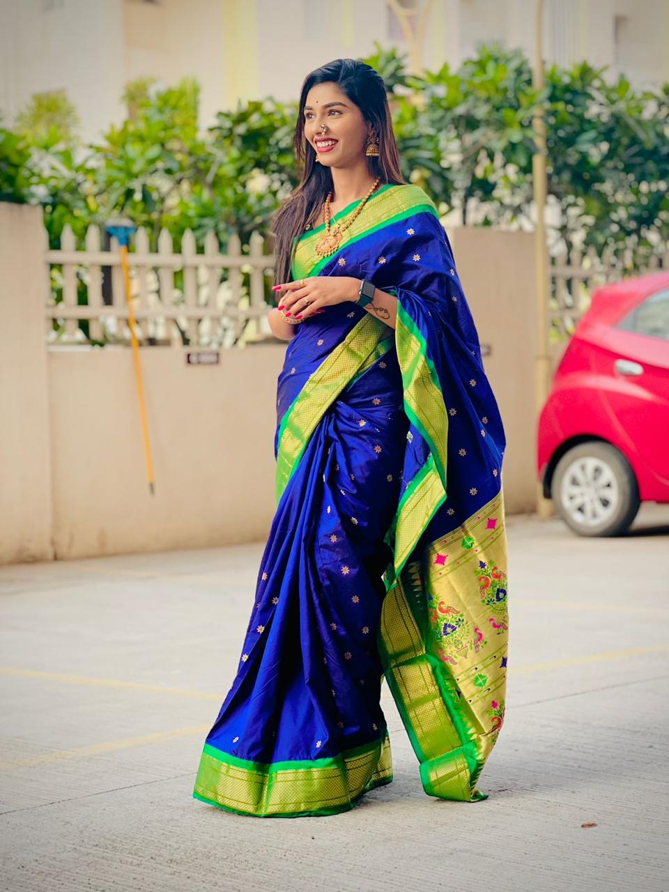 Kadiyal Border Pure Silk Paithani saree