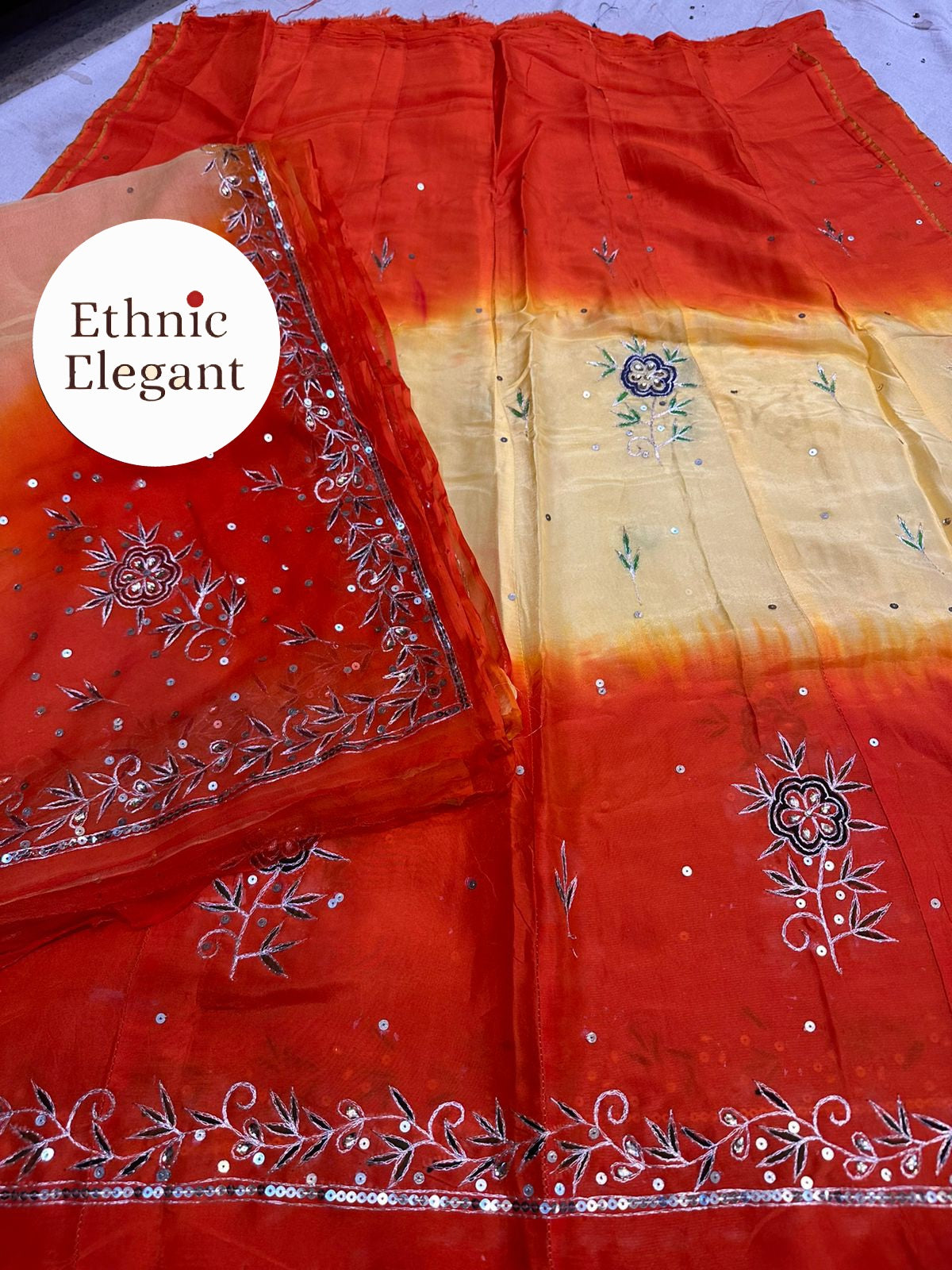 Heavy upada thakurji pure odhna painting + resam handwork Rajasthani poshak