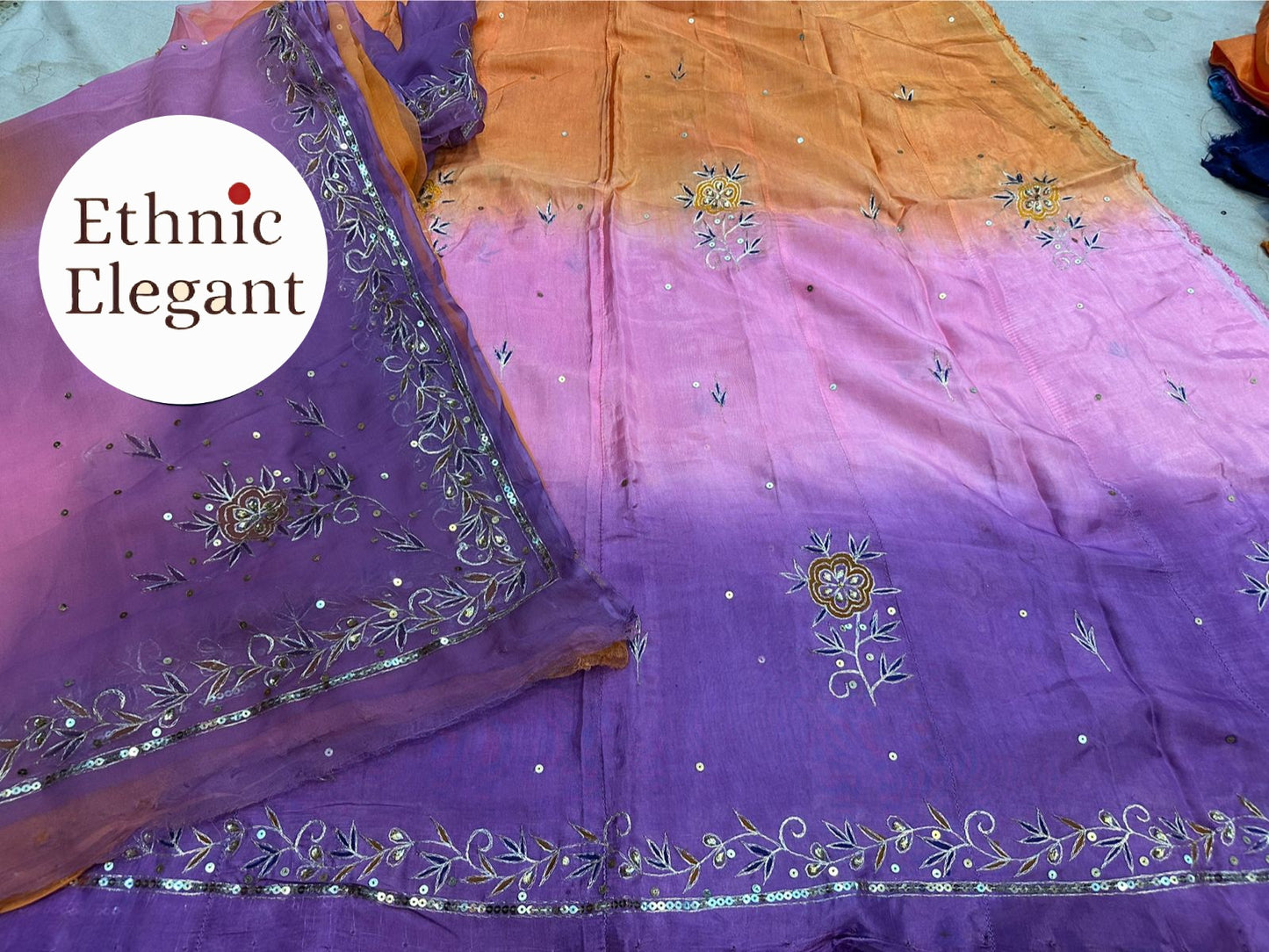 Heavy upada thakurji pure odhna painting + resam handwork Rajasthani poshak