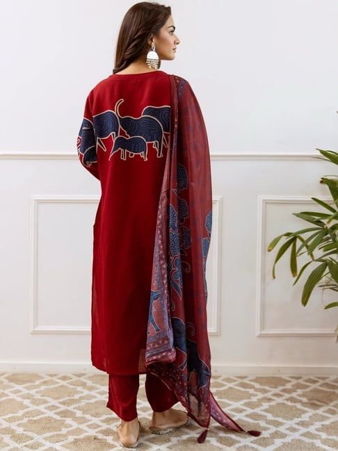 Beautifully decorated with handwork weaving and prints Suit Set  Size - M(38), L(40), XL(42), XXL(44), 3XL(46)*
