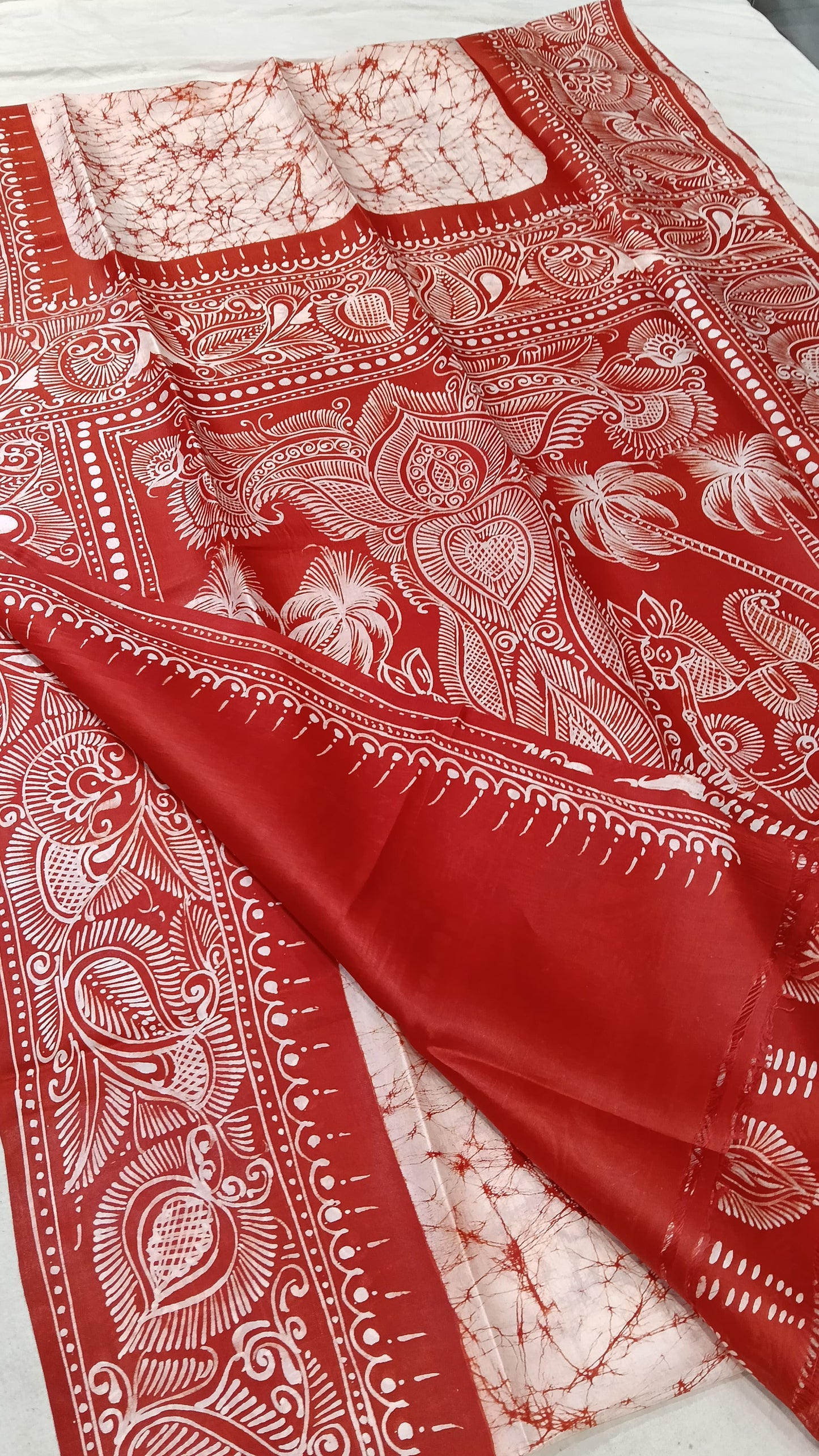 Beautiful Batik Hand-Painted Pure Silk Saree – Silk Mark Certified