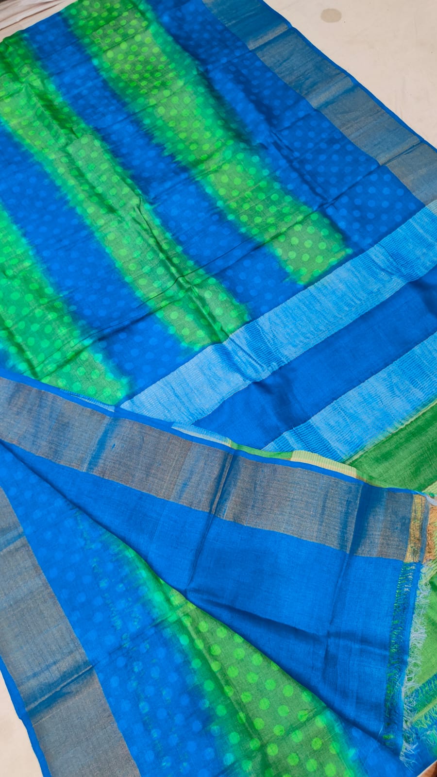 Madhubani Hand printed Tussar pure silk saree silk mark certified