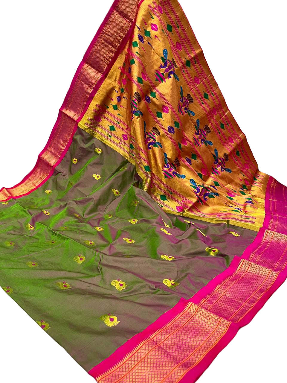 KADIYAL BORDER PEACOCK DESIGN PURE SILK PAITHANI SAREE