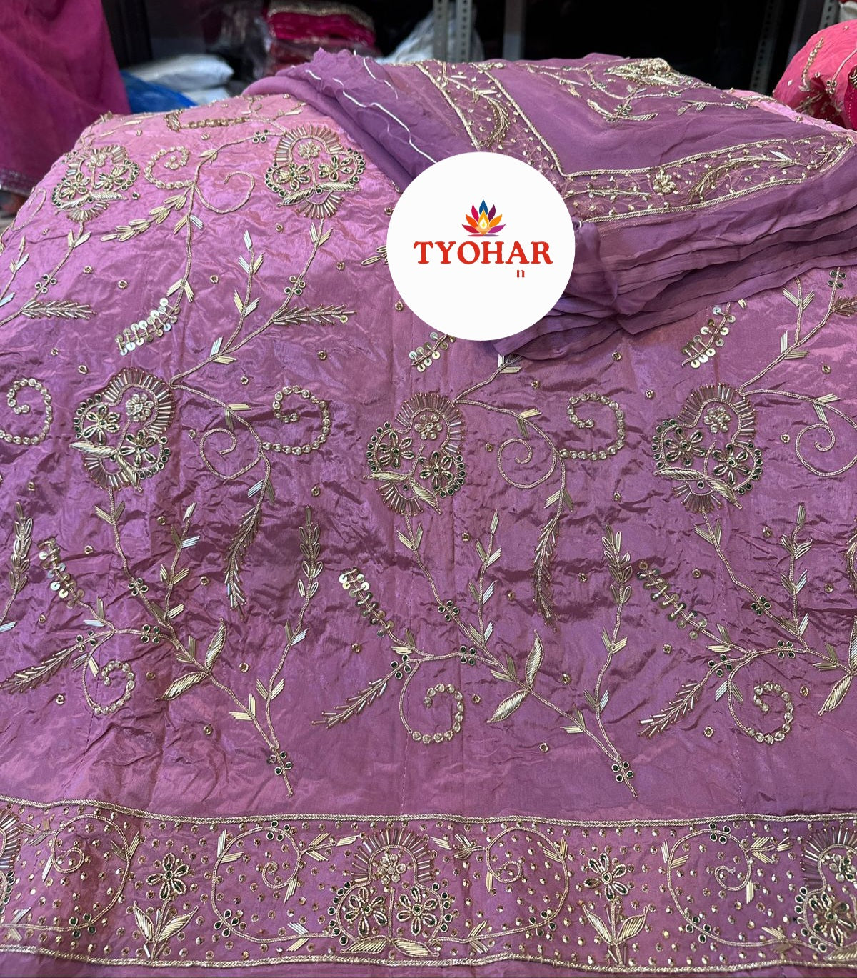 Premium Natural Silk Thakurji Poshak with Pure Odhna & Heavy Jardoji Dabka Work