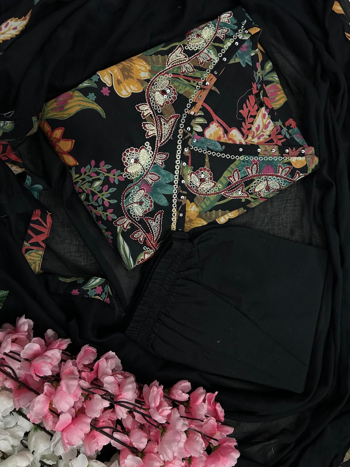 cotton Anarkali duppata pant sets     Size 38/M To 46/XXXL