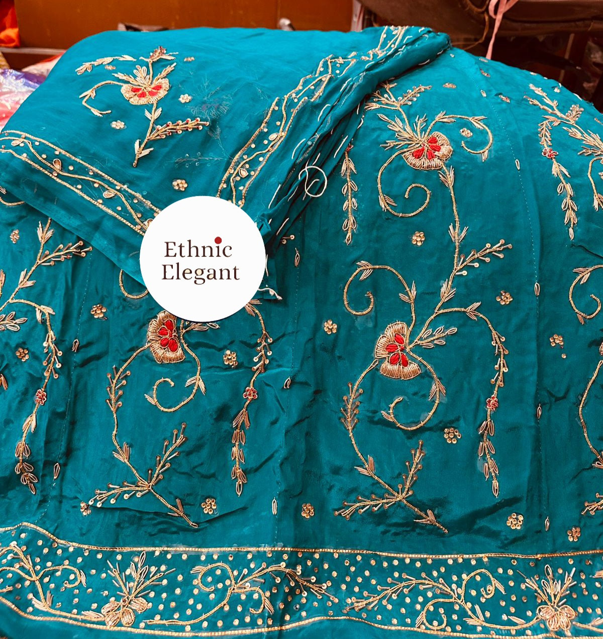 Rajwadi Poshak: Natural Crape with Pure Odhna | Heavy Jardoji & Dabka Handwork