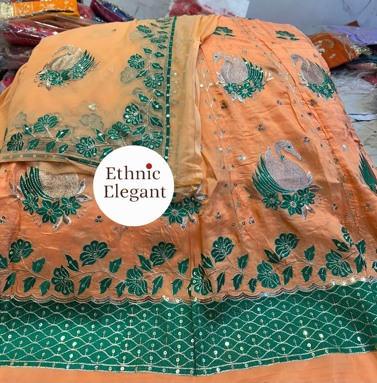 Elegant Hans design Natural silk thakurji pure odhna heavy patch work handwork Beautiful poshak*