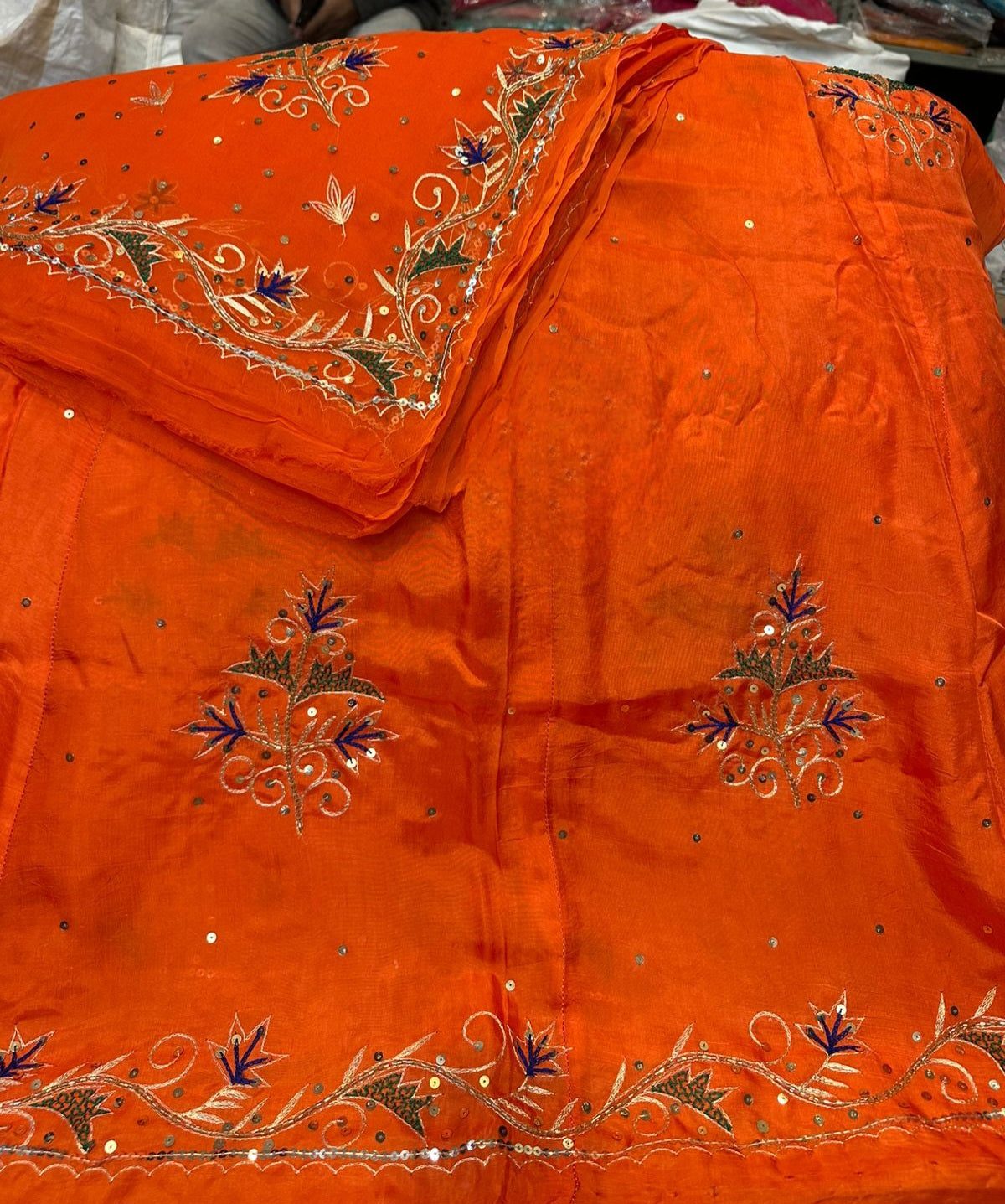 Heavy upada fabric Resam Thakurji pyor odhna taara  katdana handwork Elegant poshak