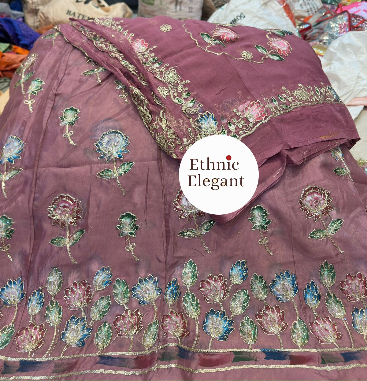 Elegant Tissue Silk Thakurji Poshak with Peacock Hand Painting & Taara Embellishment    code:sy