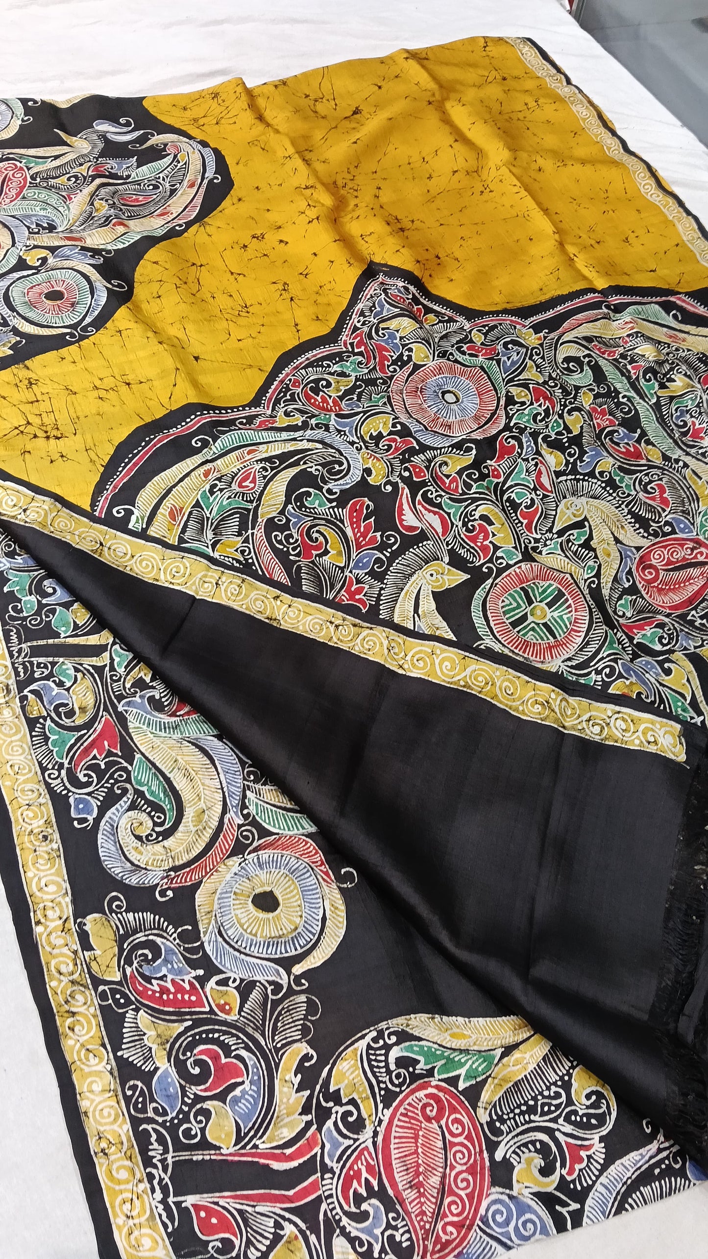 Beautiful Batik Hand-Painted Pure Silk Saree – Silk Mark Certified