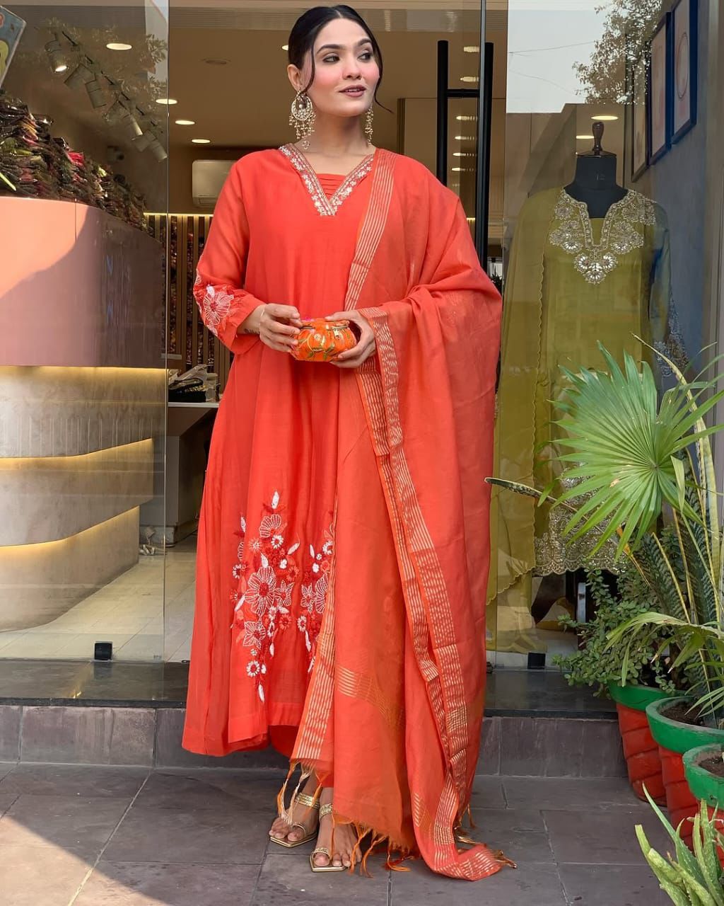 Elegant Partywear cotton kurti set Size- M-38/L-40/Xl- 42/XXL- 44,