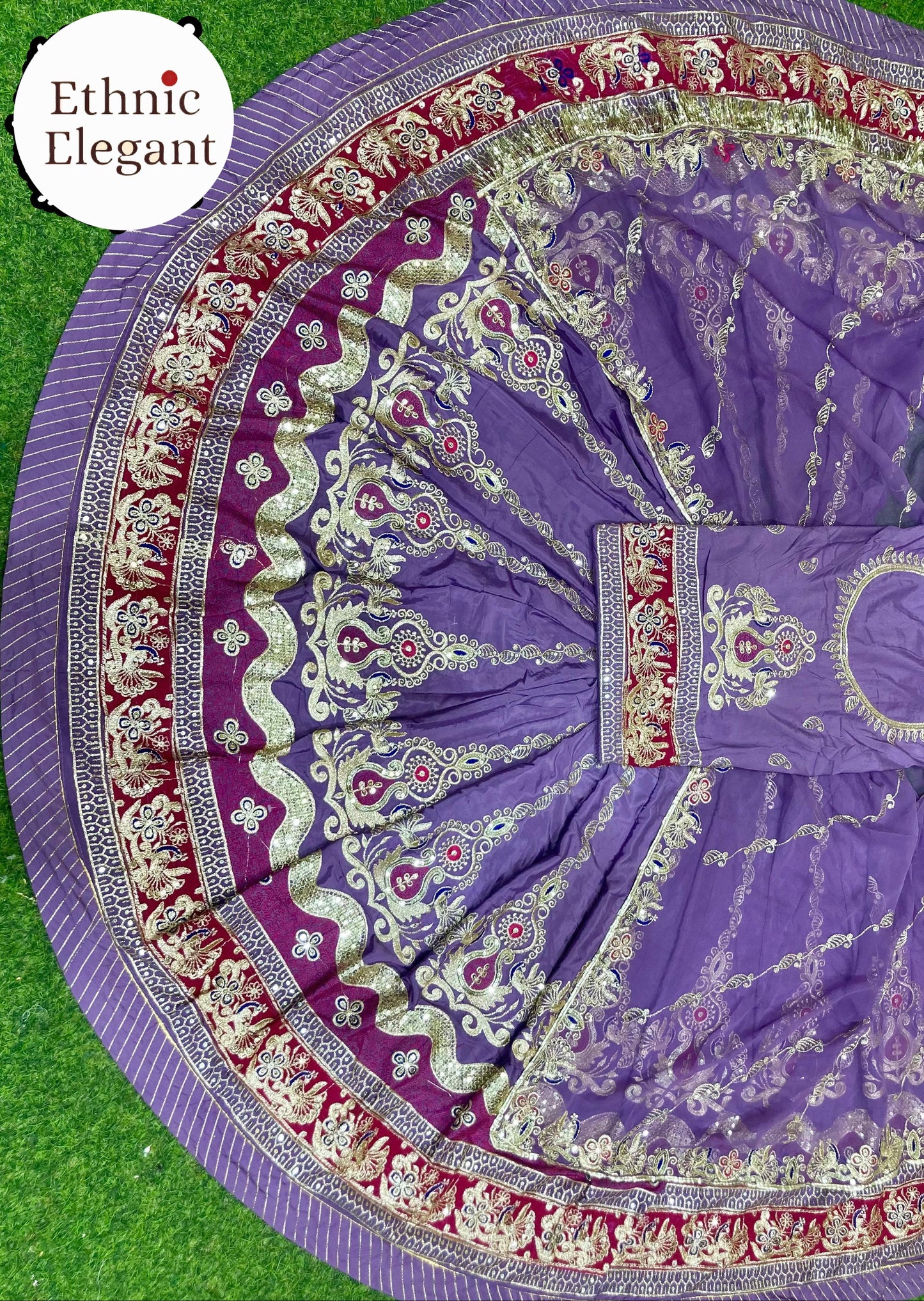 CREPSILK Fabric with pure Odhani Hevy VINTAGE Barik Zari work beautiful Rajputi poshak