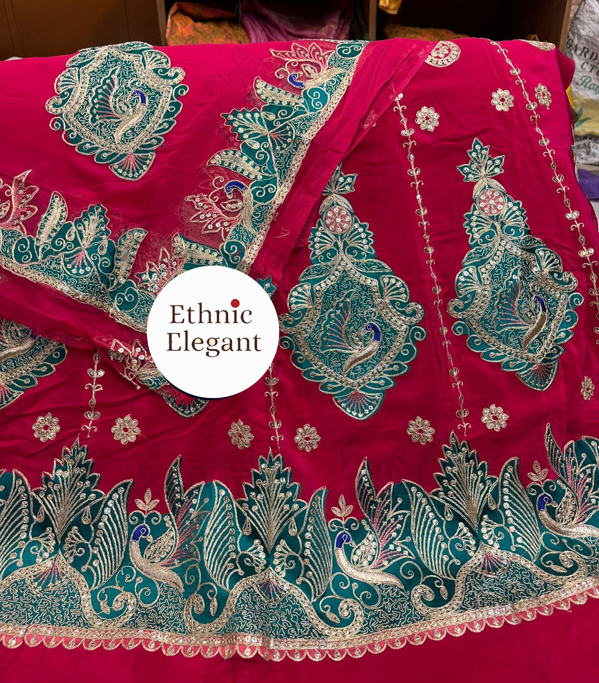 Natural silk thakurji pure odhna original copper work handwork elegant poshak