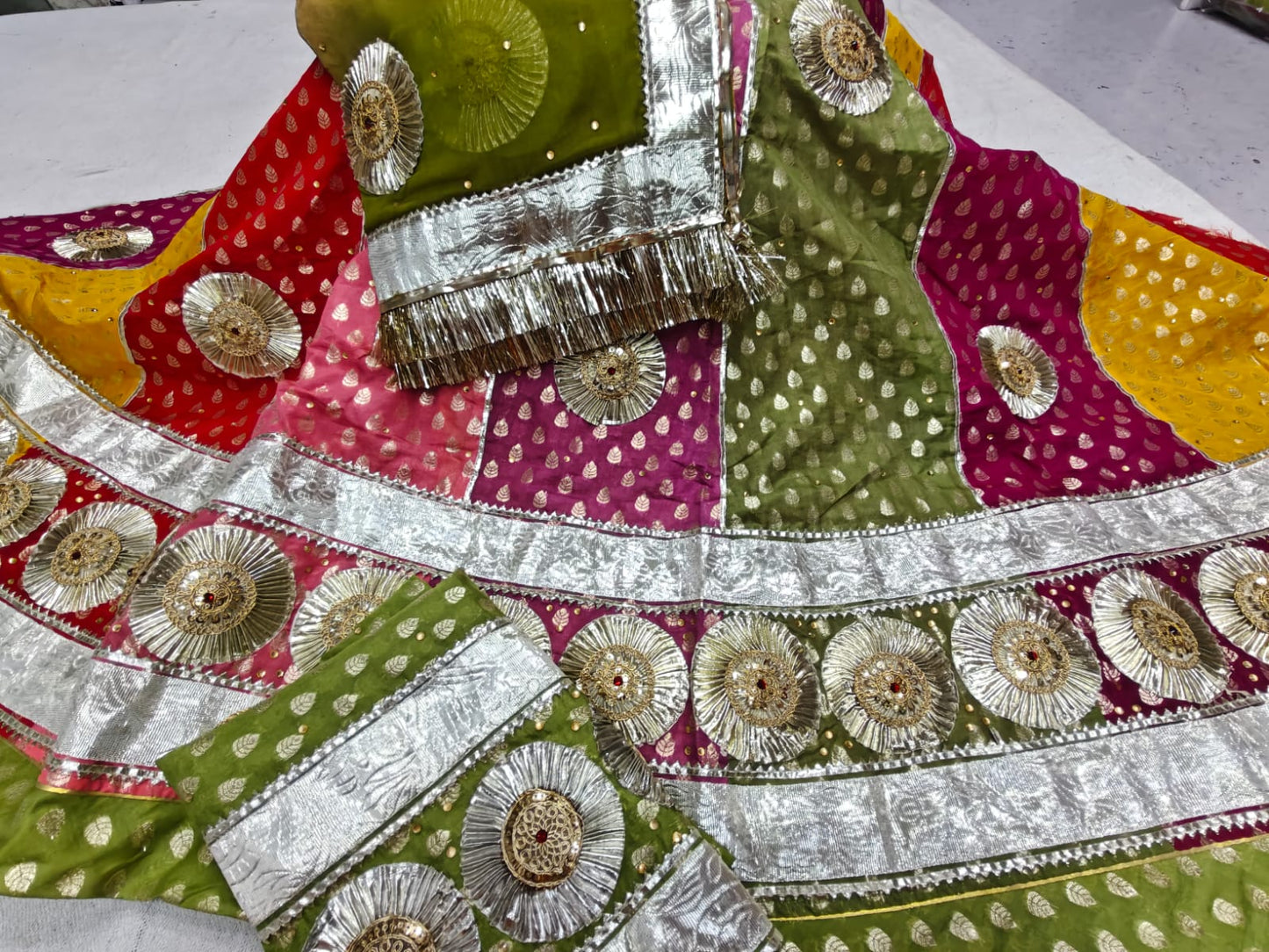Elegant Multicolour Rajasthani Poshak with Heavy Gota Work | Traditional Rajwadi Wear