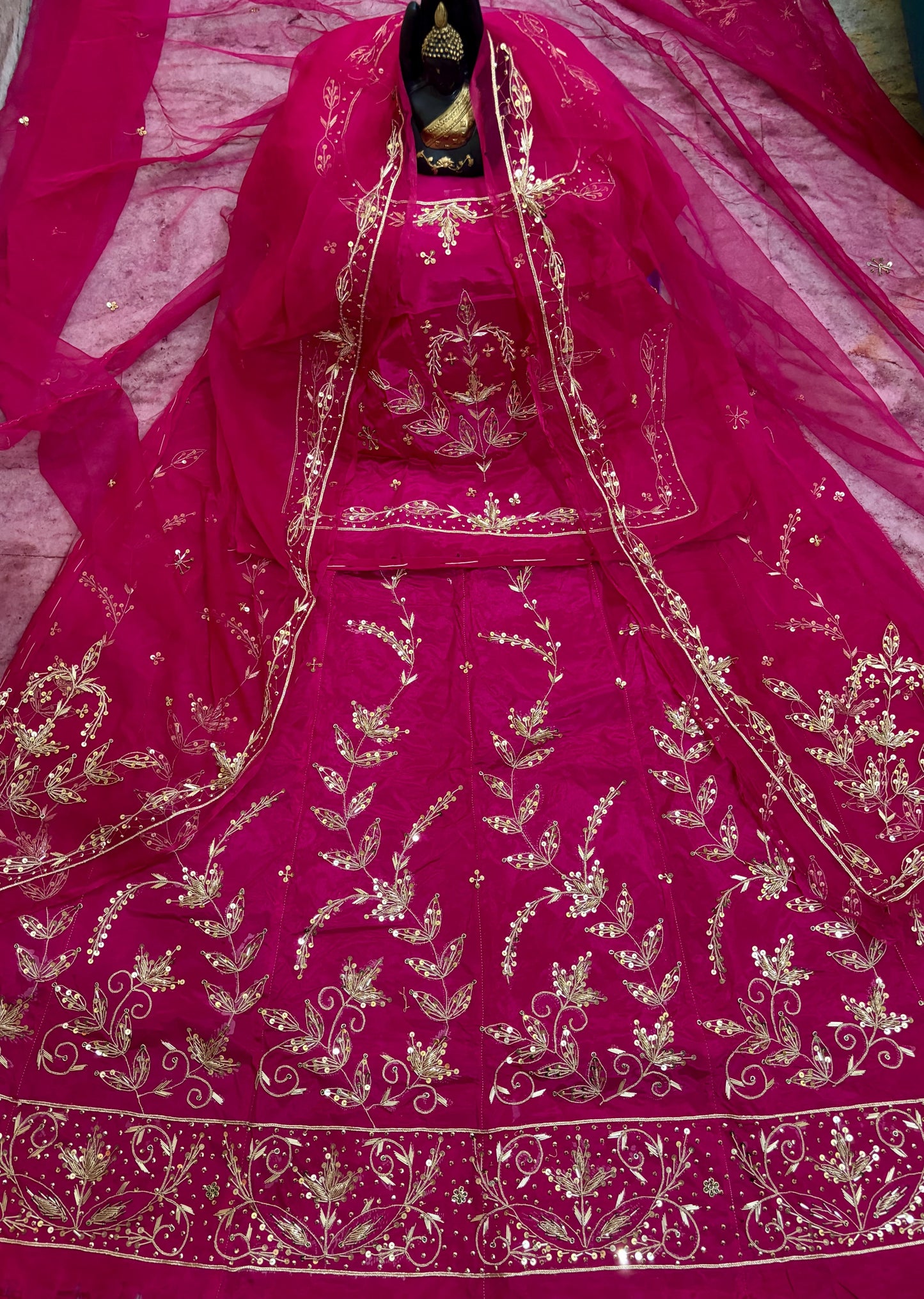 Natural crap thakurji pure odhna heavy hand work boutique Rajputi poshak