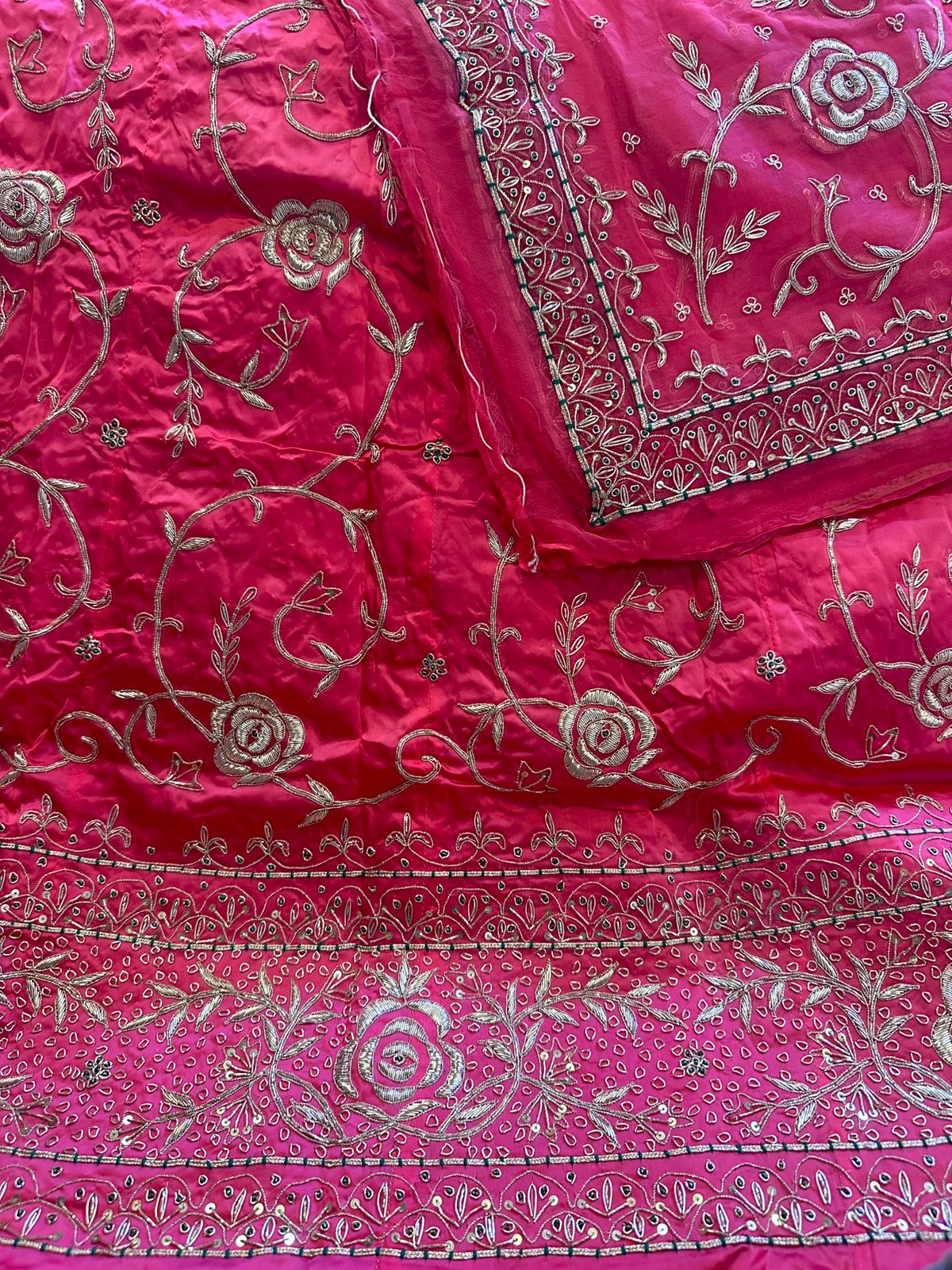 Heavy bember satin thakurji pure odhna heavy aari jordoji dabka work  handwork Royal look Rajputi poshak