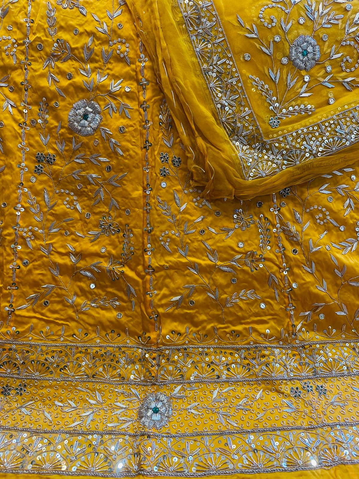 Traditional Bember Satin Thakurji Pure Odhna Poshak | Aari & Dabka Hand Embroidery