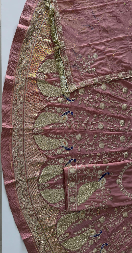 Heavy Humrahi 3-Meter Gher Poshak | Copper Zari Coding, Sequence & Peacock Design