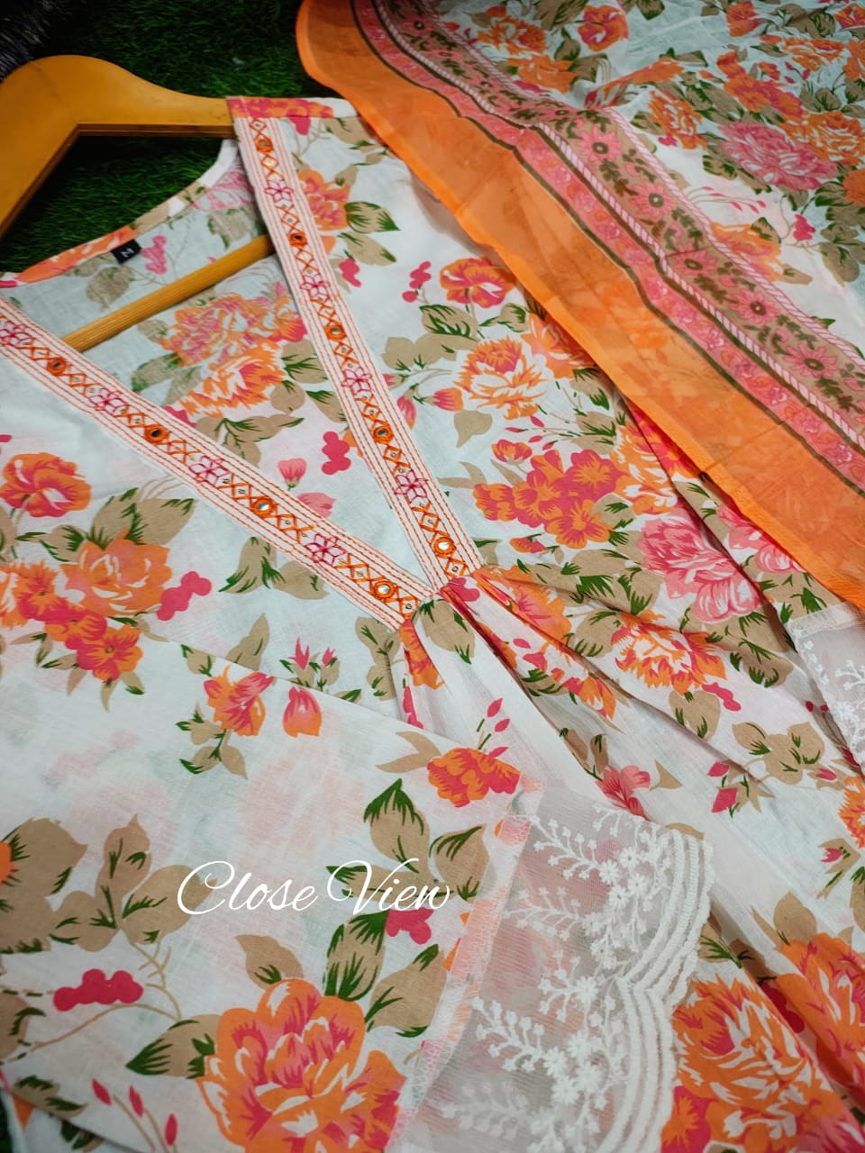 Elegant embroidery work anarkali kurta pant dupatta set Size 38 40 42 44