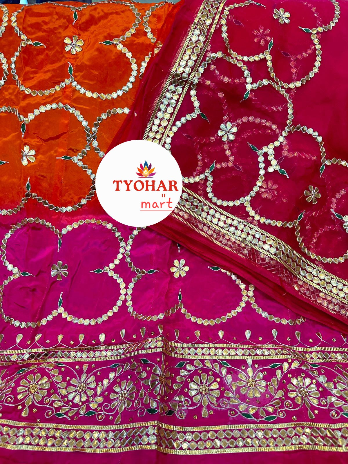 Natural Crepe / Upada Silk Rajputi Poshak – Thakurji Pure Odhna with Heavy Gota Patti Handwork