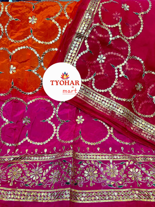 Natural Crepe / Upada Silk Rajputi Poshak – Thakurji Pure Odhna with Heavy Gota Patti Handwork