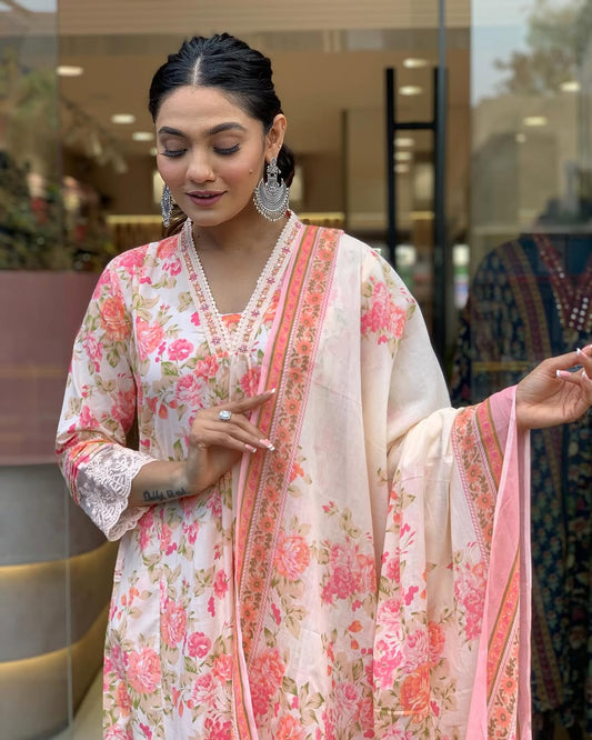 Elegant embroidery work anarkali kurta pant dupatta set Size 38 40 42 44