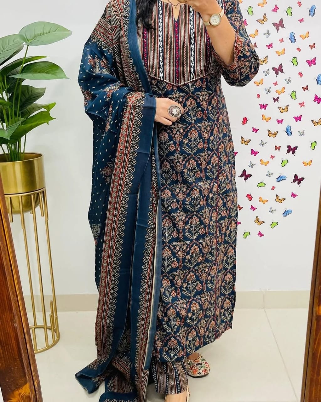 Elegant Partywear pure cotton kurti set Size: *M/38, L/40, XL/42, XXL/44,XXXl/46*