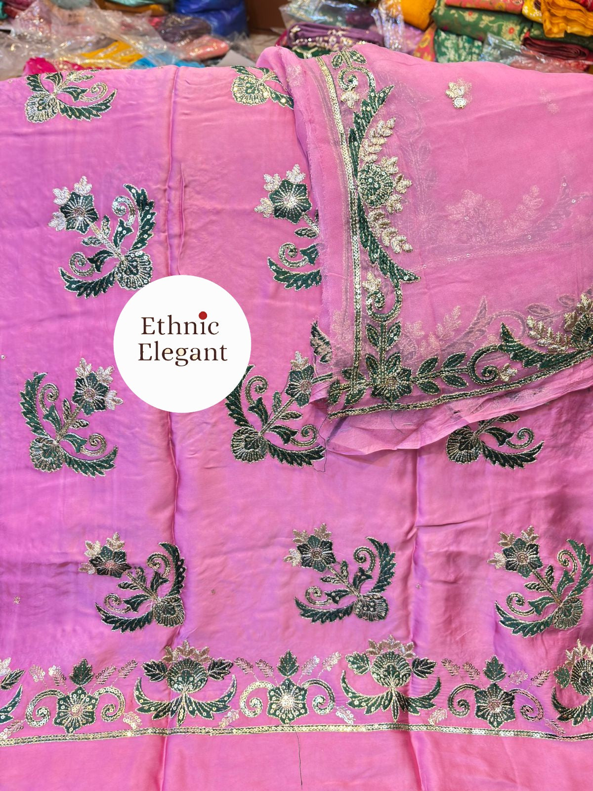 Premium Bember Silk Rajputi Poshak | Pure Thakurji Odhna | Authentic Copper Handwork