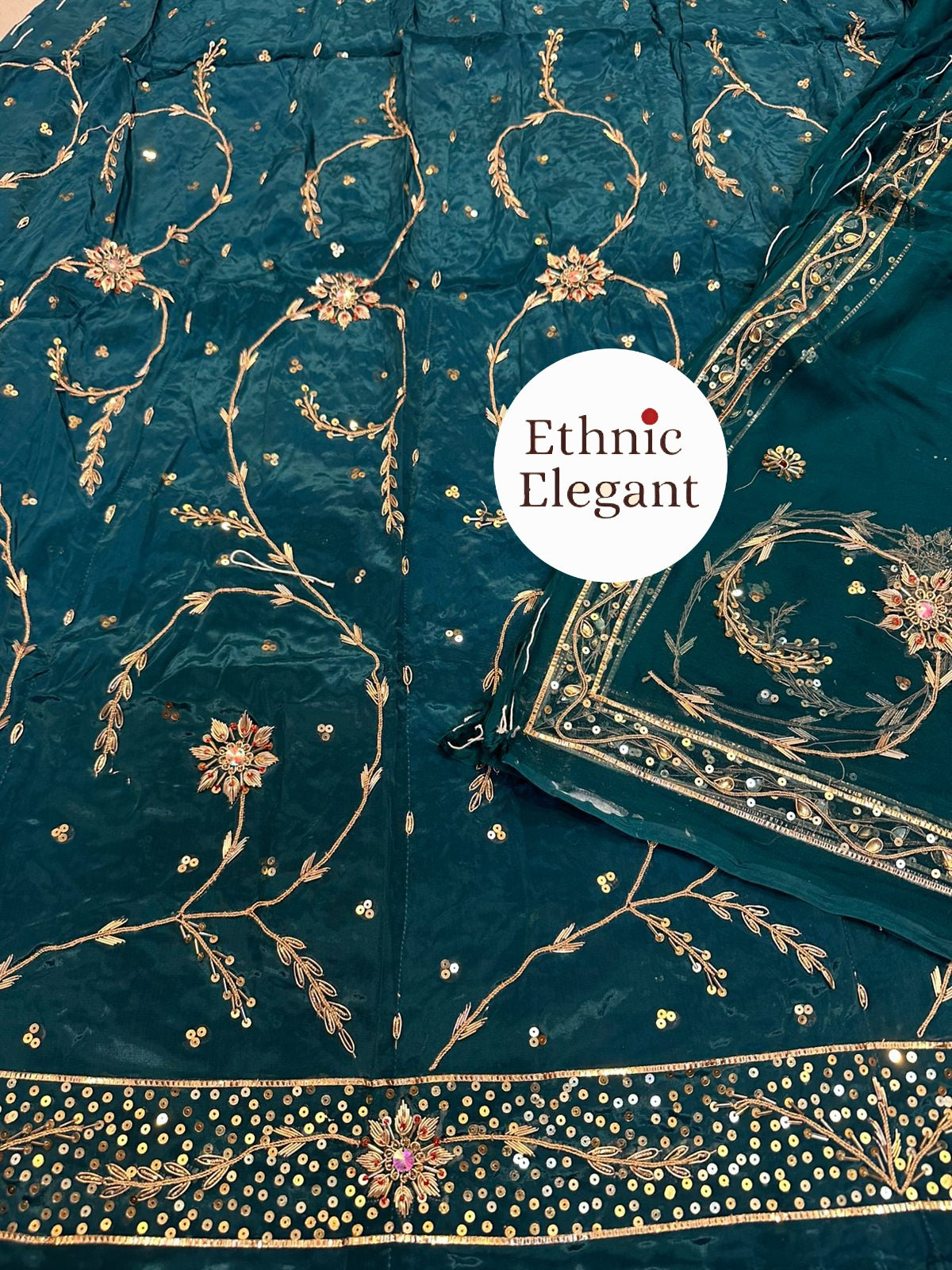 Natural silk thakurji pure odhna dabka + taara  handwork poshak