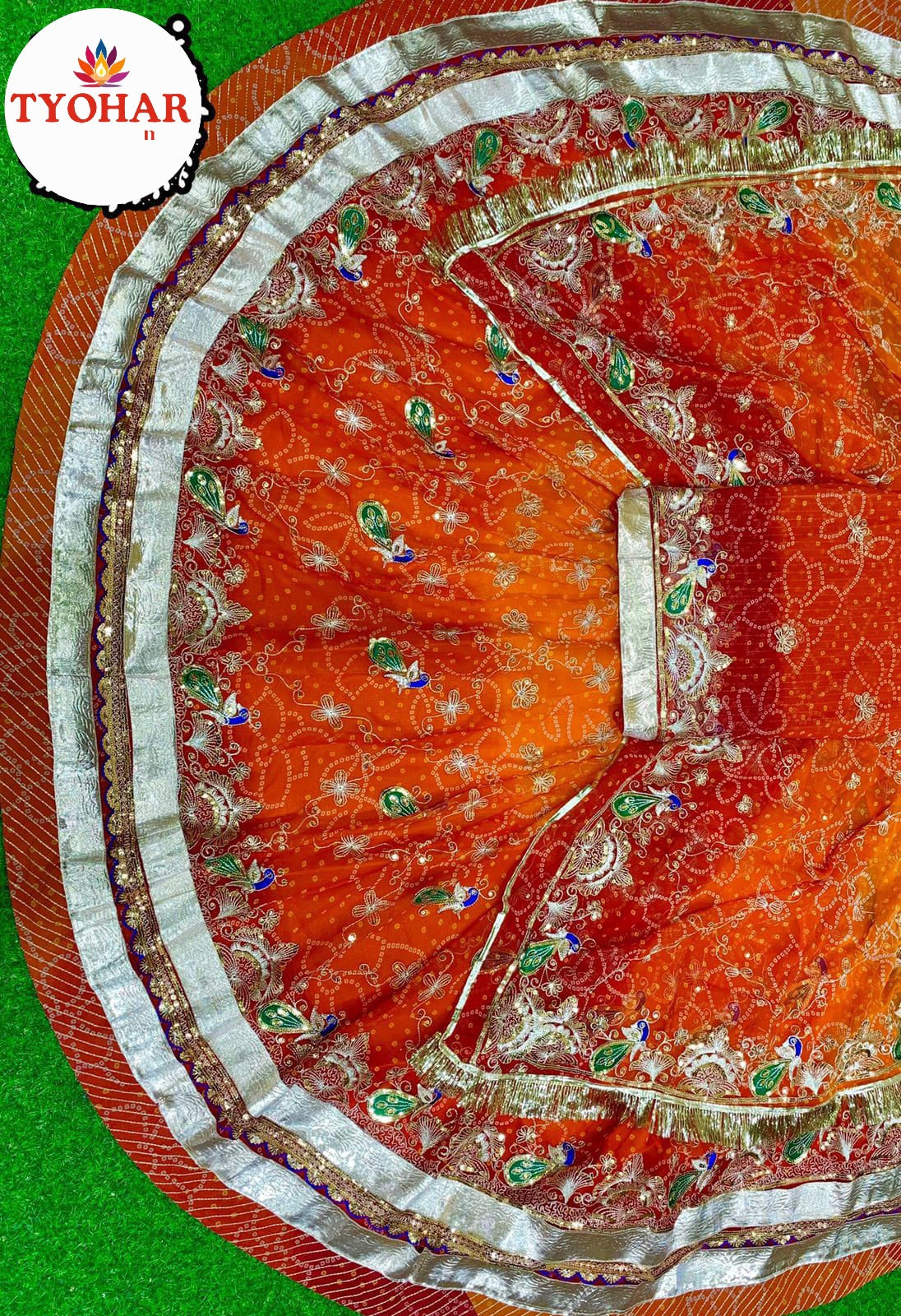 Elegant RAI BHANDHEJ multishaded BOUTIQUE ZARI WORK poshak