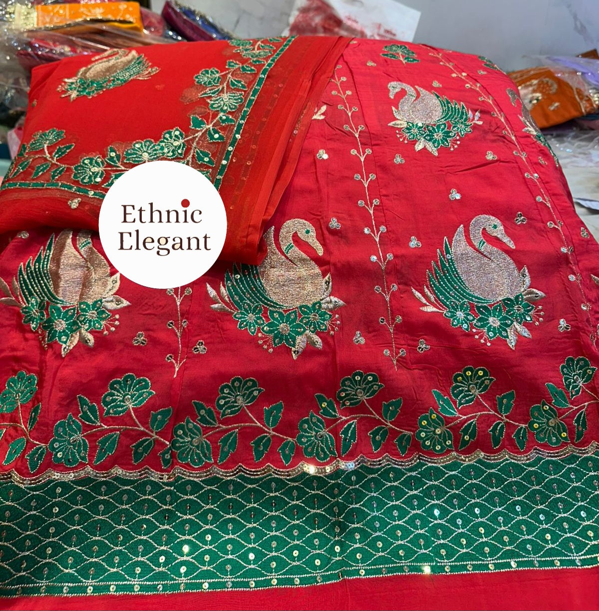 Elegant Hans design Natural silk thakurji pure odhna heavy patch work handwork Beautiful poshak*