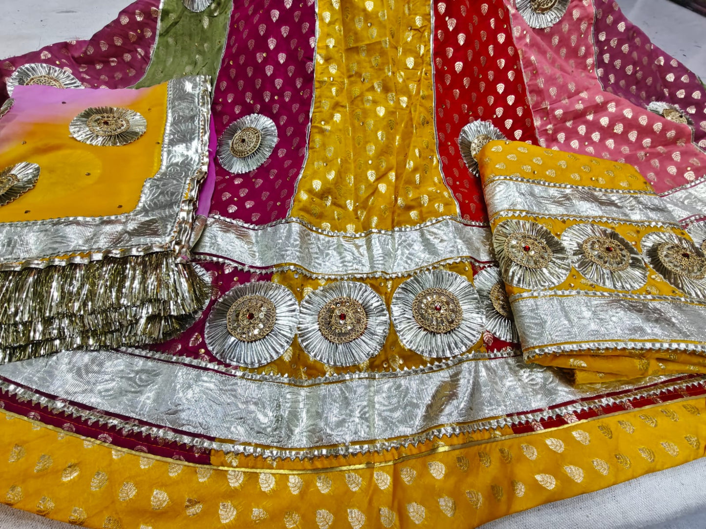 Elegant Multicolour Rajasthani Poshak with Heavy Gota Work | Traditional Rajwadi Wear