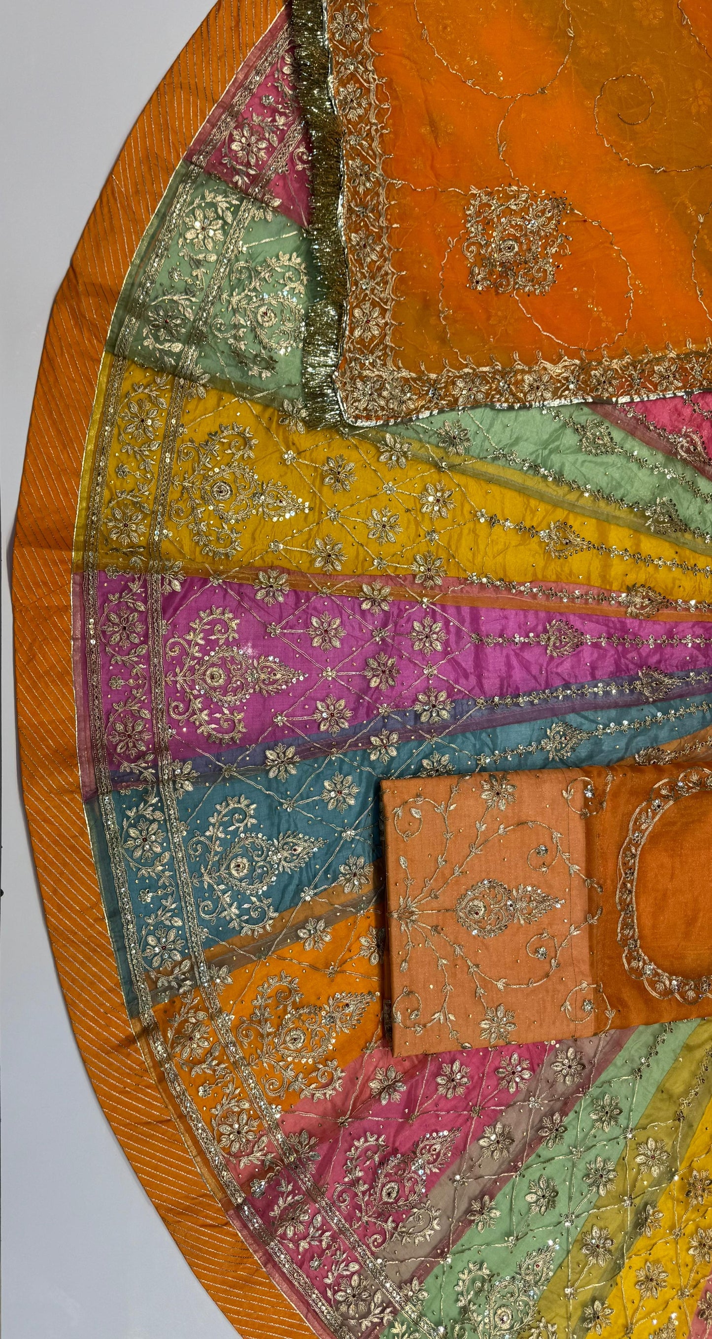 Premium Designer Multicolour Lehenga Set | 4–5 Mtr Ghera • Coding Work • Compac Tissue Fabric • Humrahi Pure Odhani  code:kk