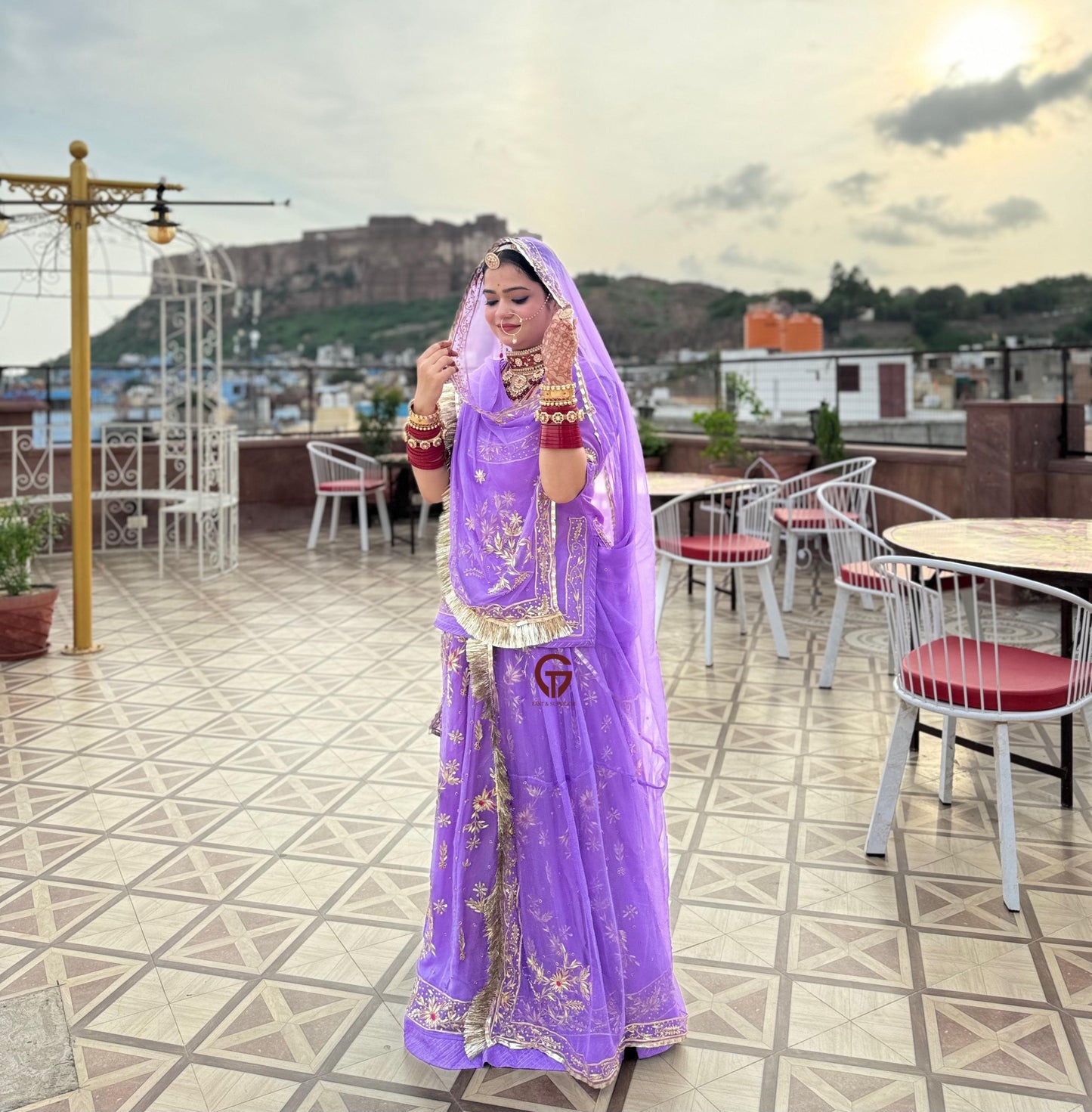 Exquisite Hand Dabka and Kundan heavy work Rajwadi Poshak