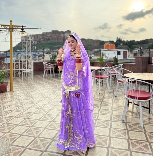 Exquisite Hand Dabka and Kundan heavy work Rajwadi Poshak