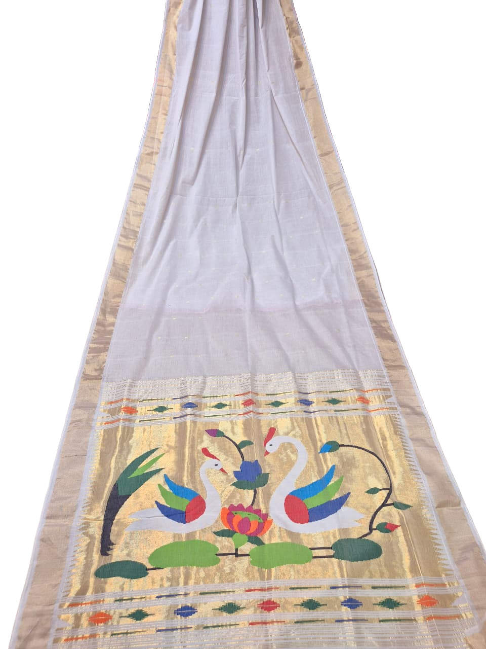 Authentic Pure Cotton Paithani Handloom Saree with Exquisite Handmade Designer Pallu
