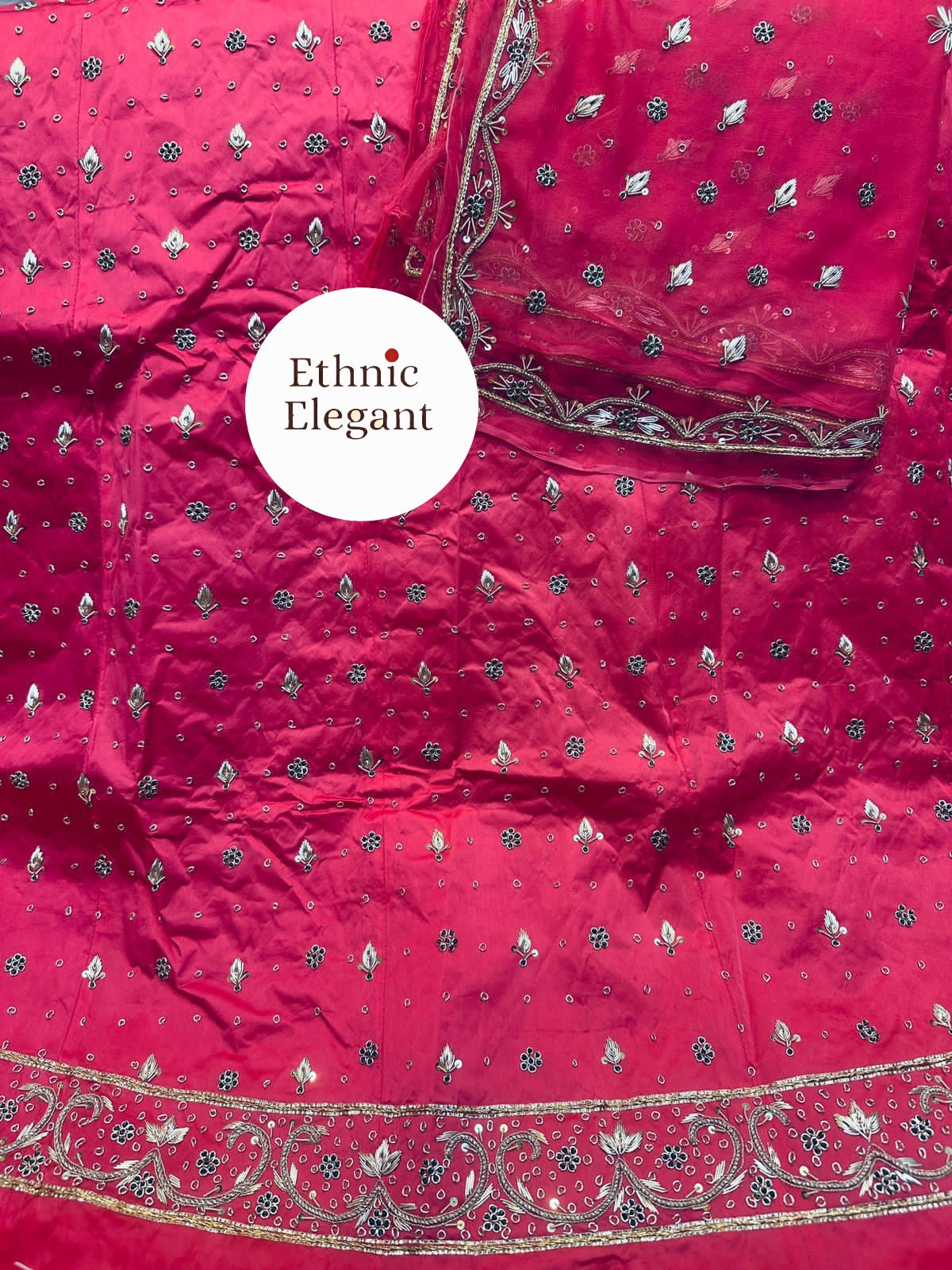 Heavy Bember Satin Poshak with Pure Thakurji Odhna | Aari, Jardoji & Dabka Handwork