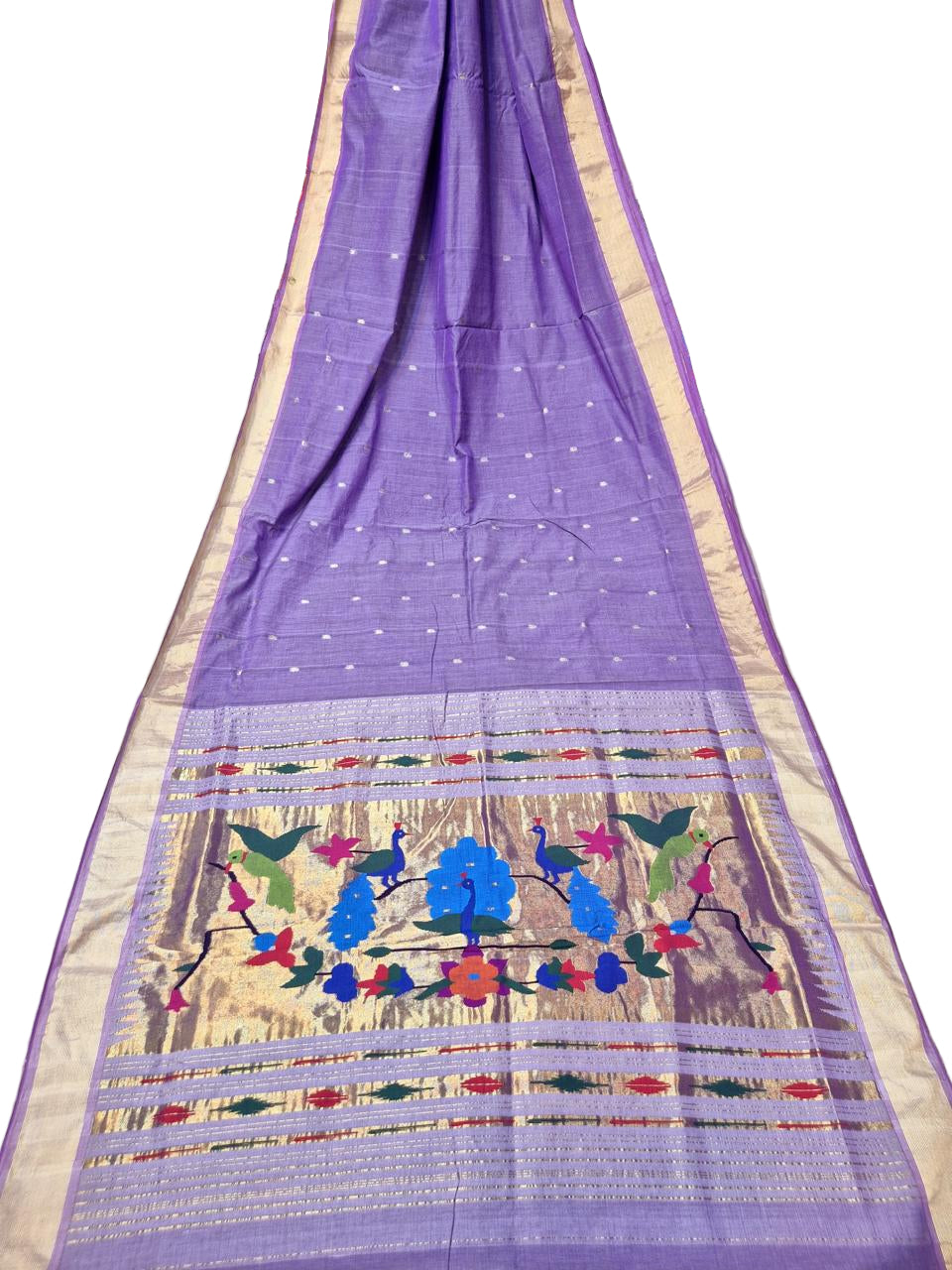 Authentic Pure Cotton Paithani Handloom Saree with Exquisite Handmade Designer Pallu