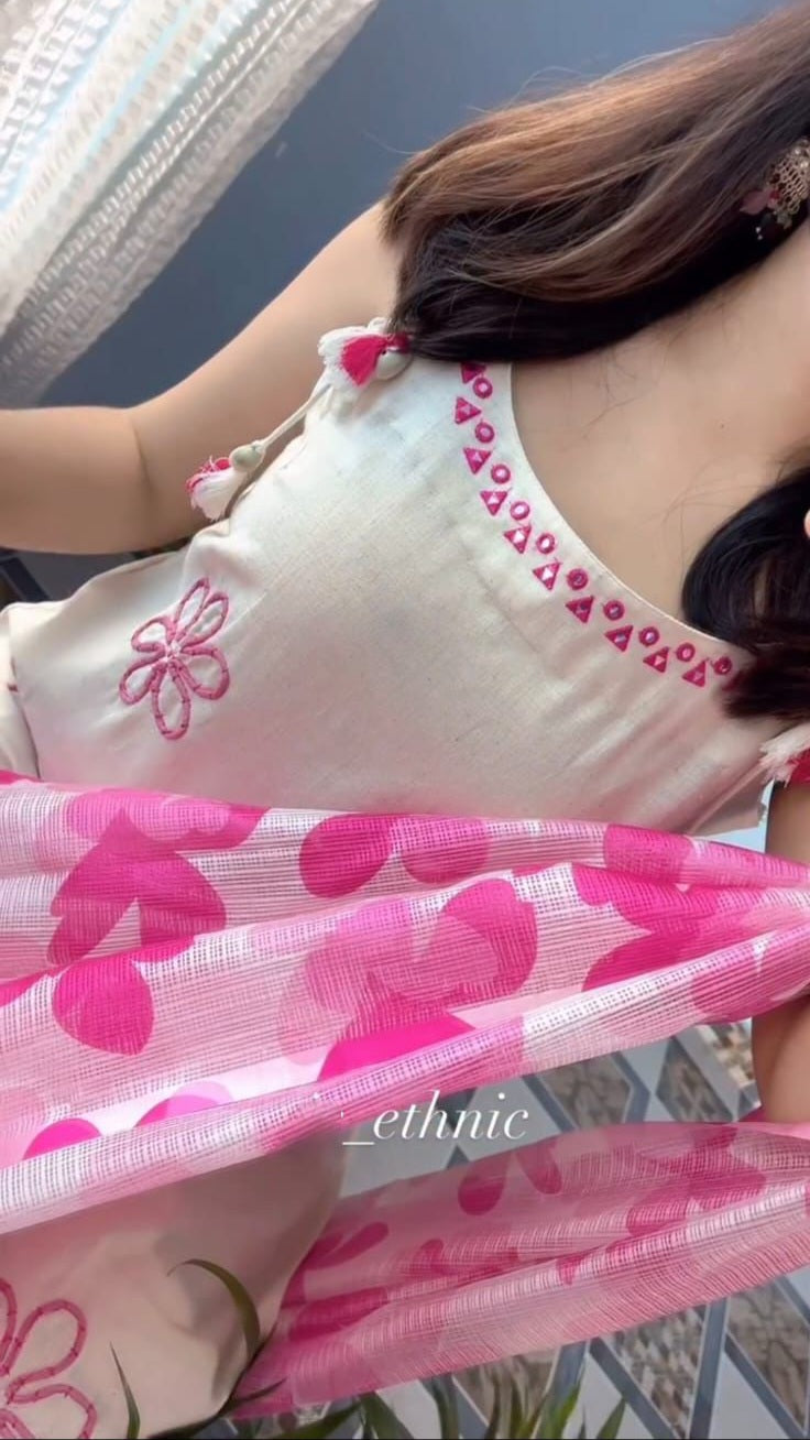 Elegant Sleeveless cotton handembroidery Beautiful Kurti pent Duppta set SIZE-S To 2XL (36to 44)*