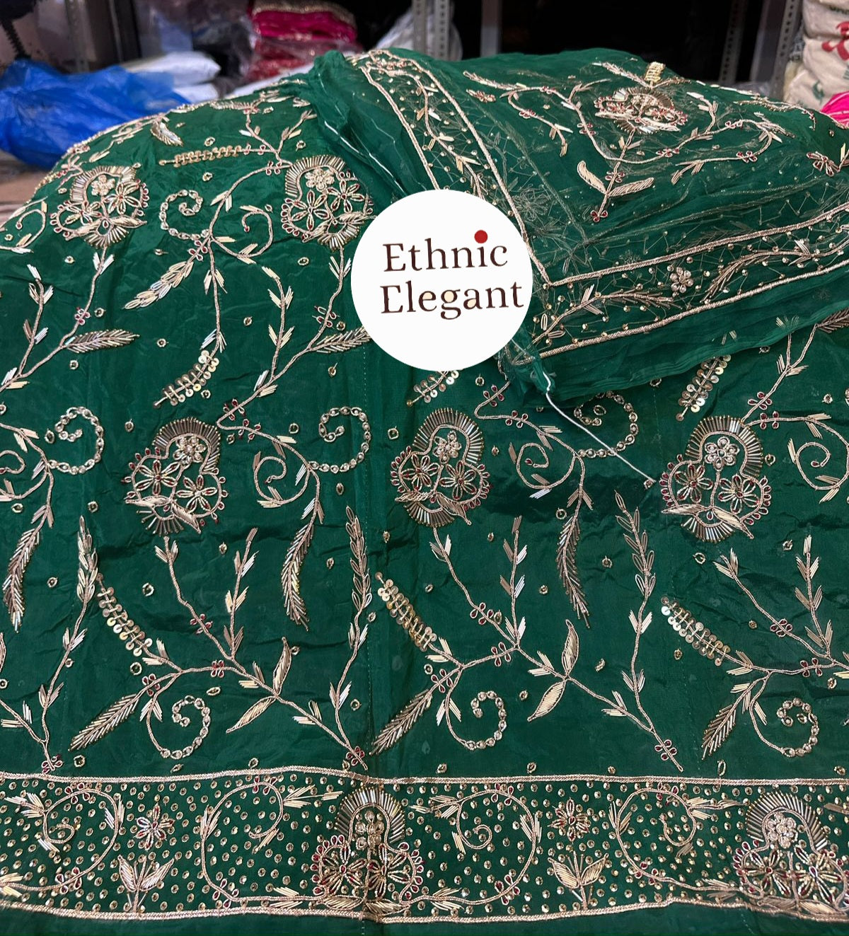 Premium Natural Silk Thakurji Poshak with Pure Odhna & Heavy Jardoji Dabka Work