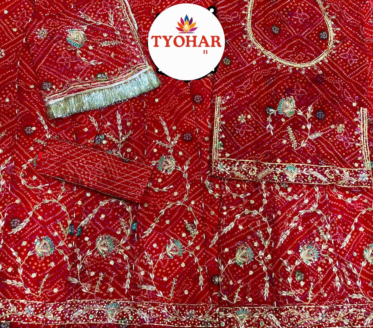 Beautiful handcrafted chunri poshak