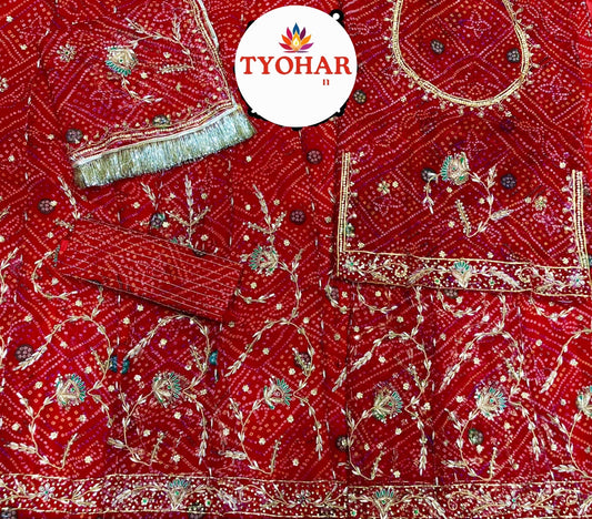 Beautiful handcrafted chunri poshak