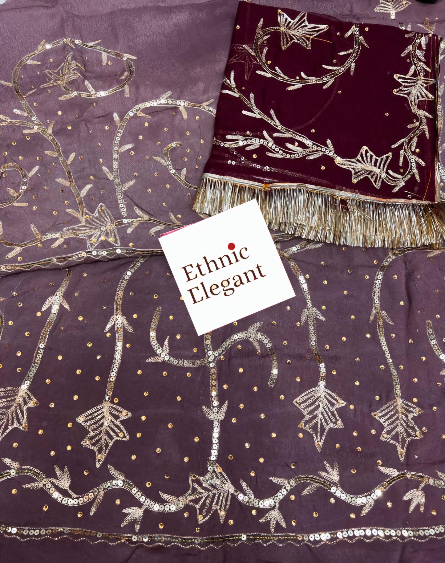 Humrahi Pure Odhani with Jari–Aari–Tari Handwork | Elegant Rajasthani Partywear Poshak