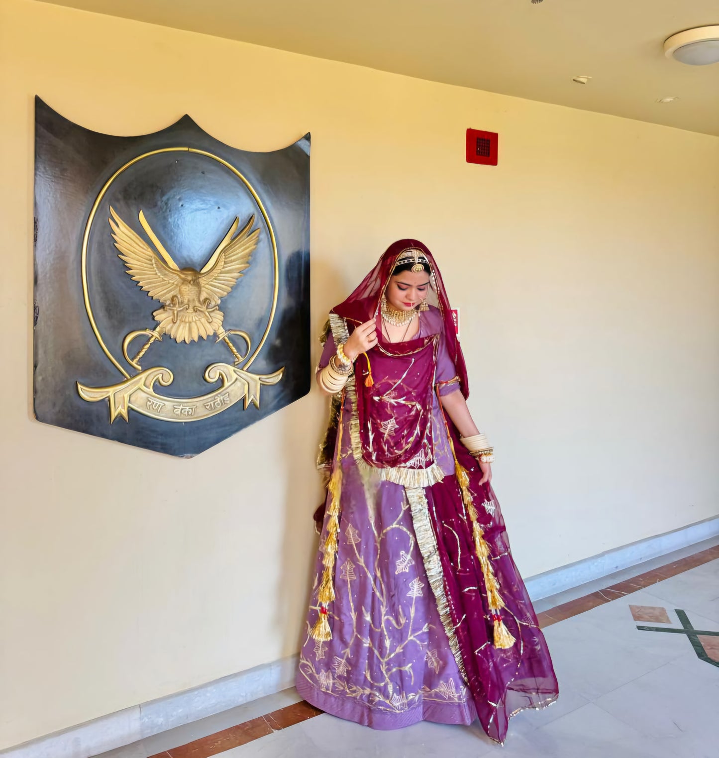 Humrahi Pure Odhani with Jari–Aari–Tari Handwork | Elegant Rajasthani Partywear Poshak