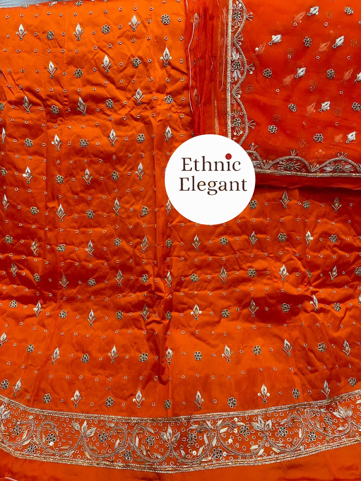 Heavy Bember Satin Poshak with Pure Thakurji Odhna | Aari, Jardoji & Dabka Handwork