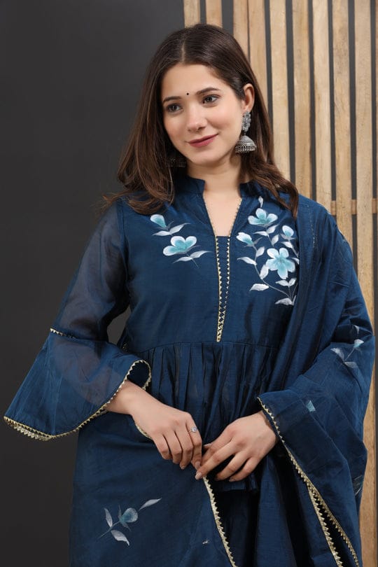 Hand Painted Chanderi Lehenga Set Size : 38 40 42 44