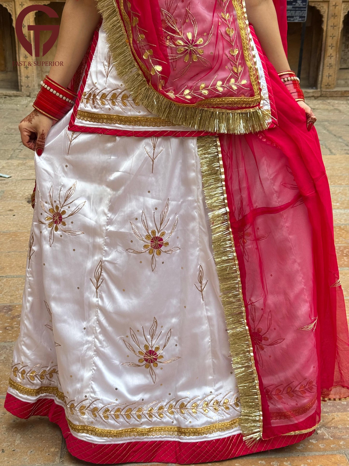 Royal Rajwadi SATAN SILK pure contrast Odhni fancy POSHAK code:Gg